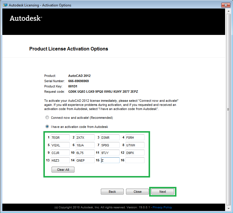 activation code for autocad 2007